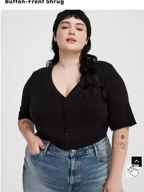 torrid Black Button-Front Short Sleeve Shrug